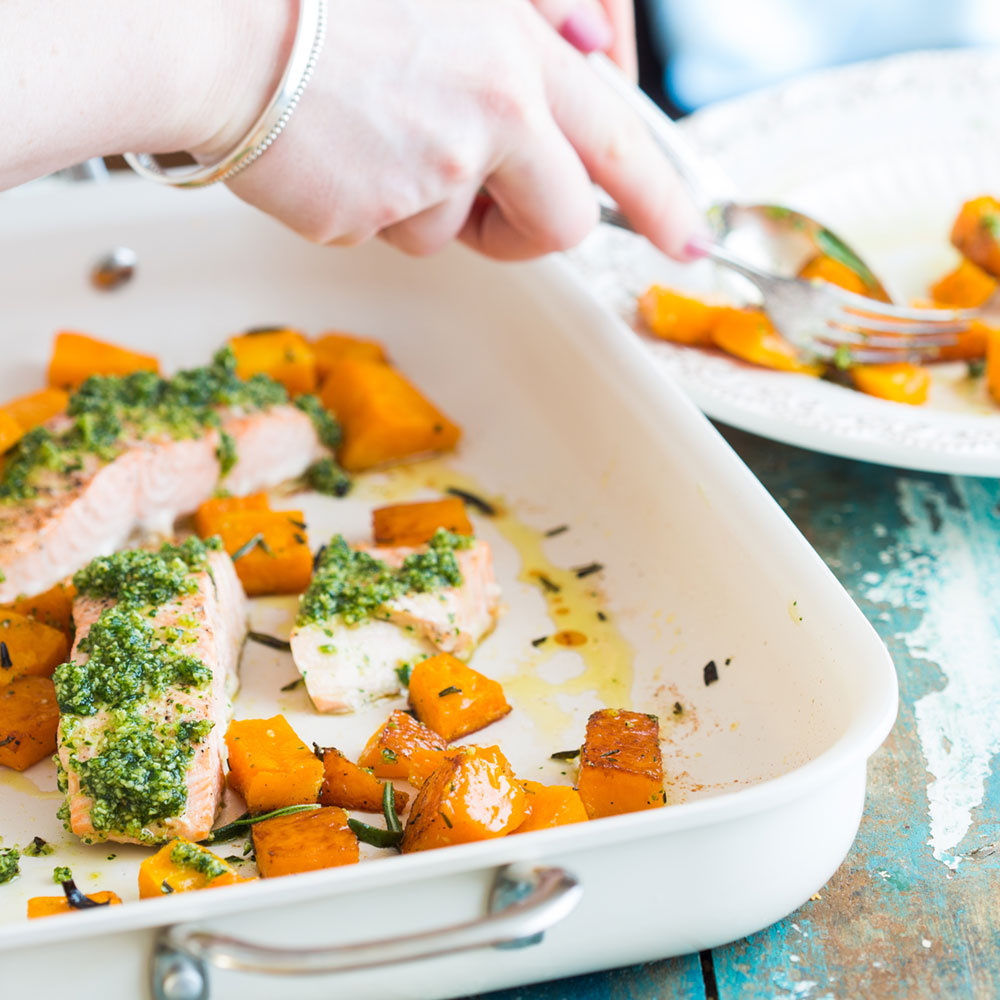 Lachs auf Kürbis