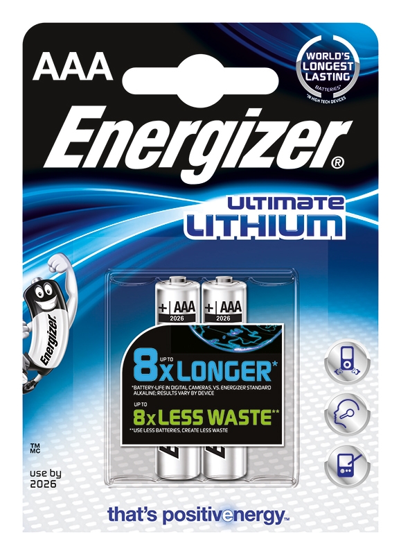 AAA Energizer 1.5 V Lithium Batterie 2 Stück