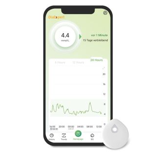 DiaExpert Lesegerät mit der App und Sensor
