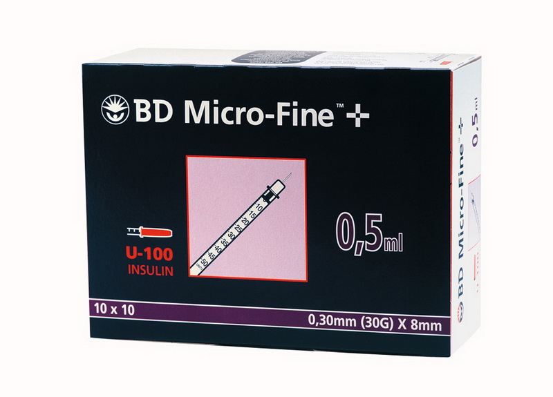 BD Micro-Fine U-100 Insulinspritzen 0,5ml (0,30 x 8,0 mm) 100 Stück