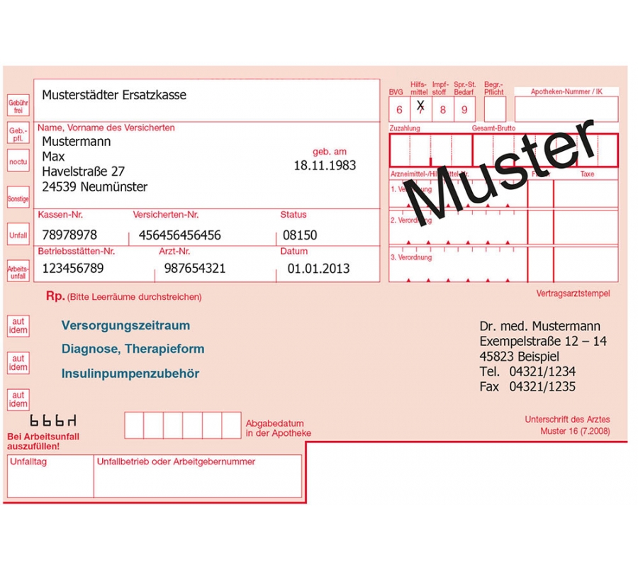 Pauschalversorgung Diabetiker Musterrezept